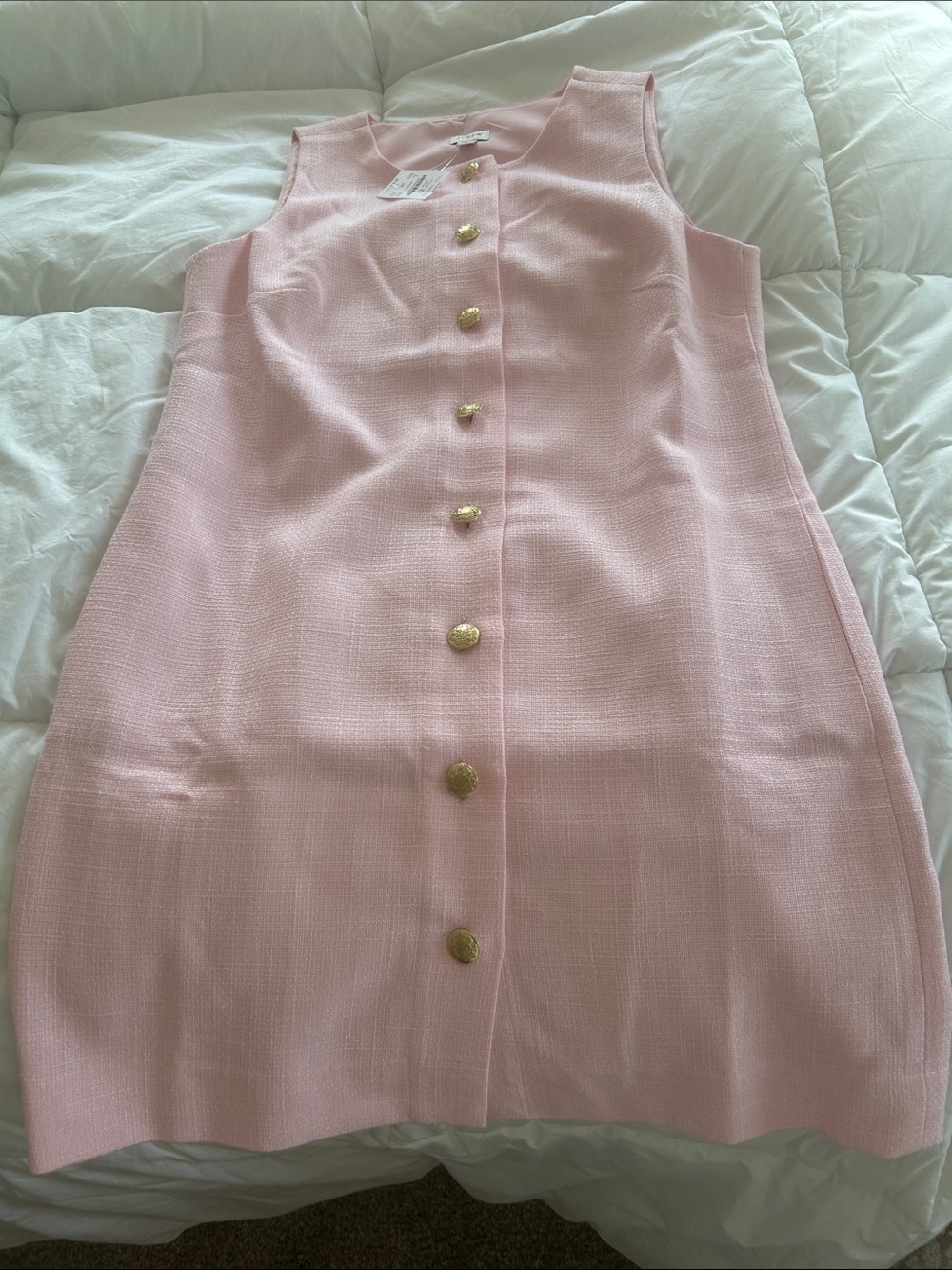 J. Crew Pink Sleeveless Button-Front Mini Dress
